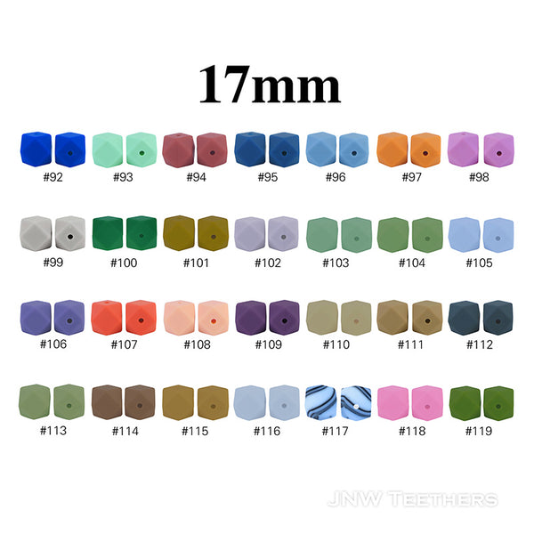 Hexagon silicone solid color beads 17mm JNWTeethers
