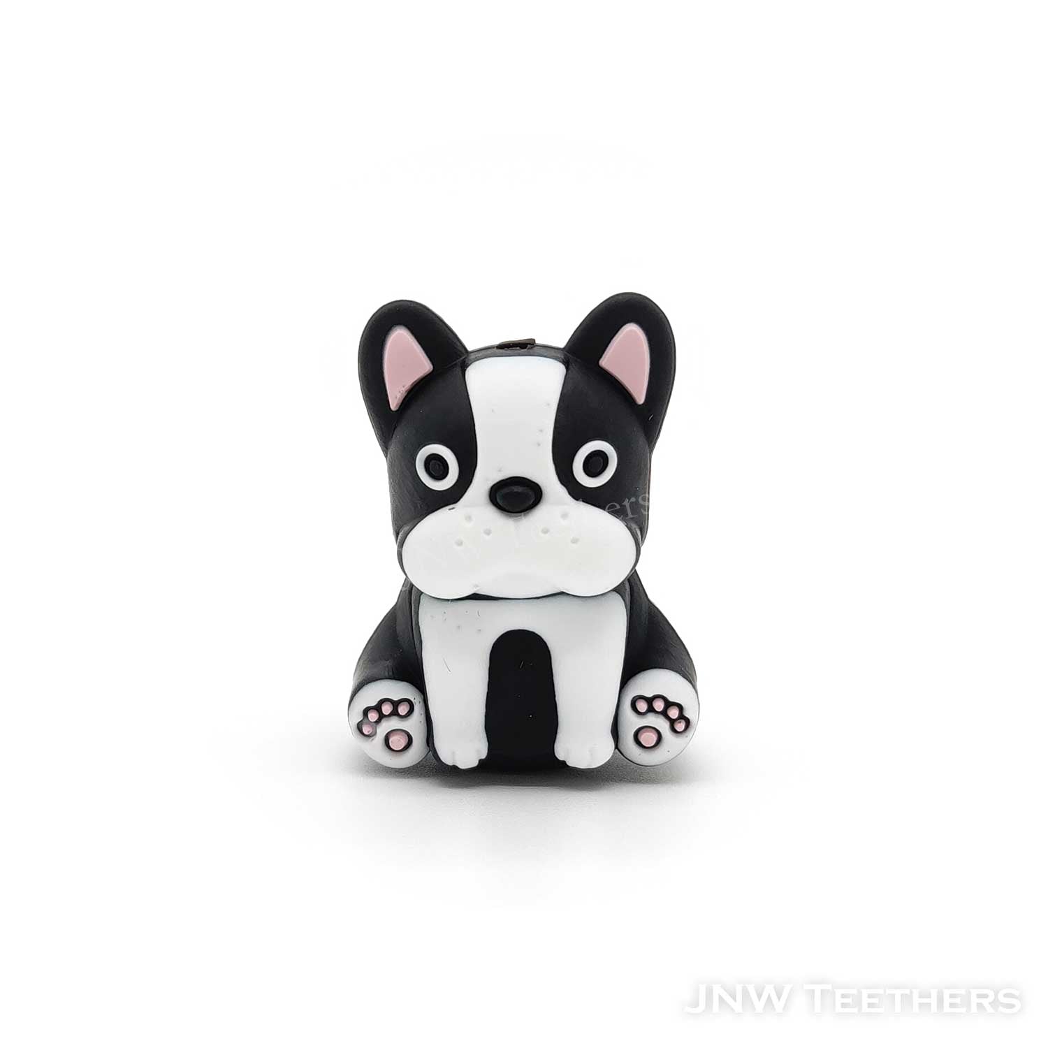 3D Black and White dog silicone focal beads