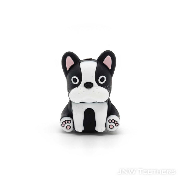 3D Black and White dog silicone focal beads