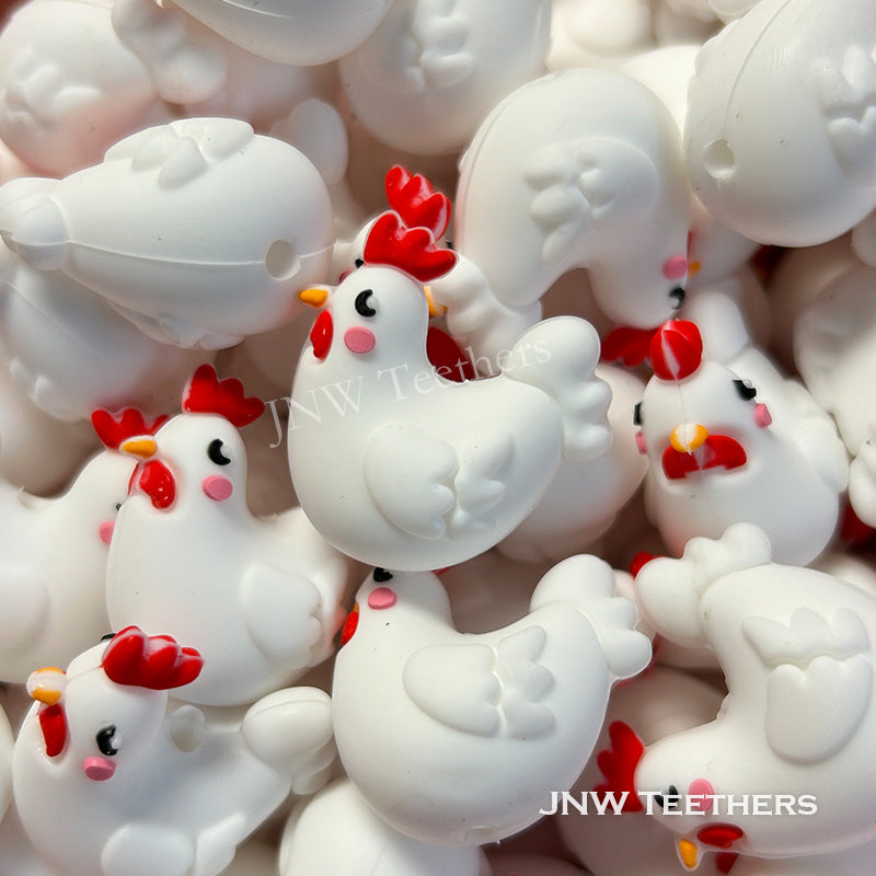 3D ckicken silicone focal beads