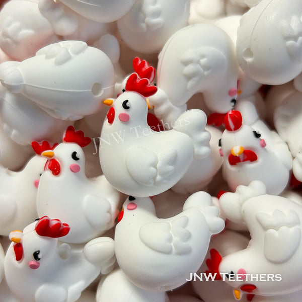 3D ckicken silicone focal beads