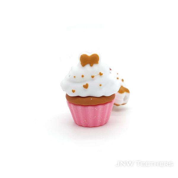 3D pink cupcake silicone focal beads
