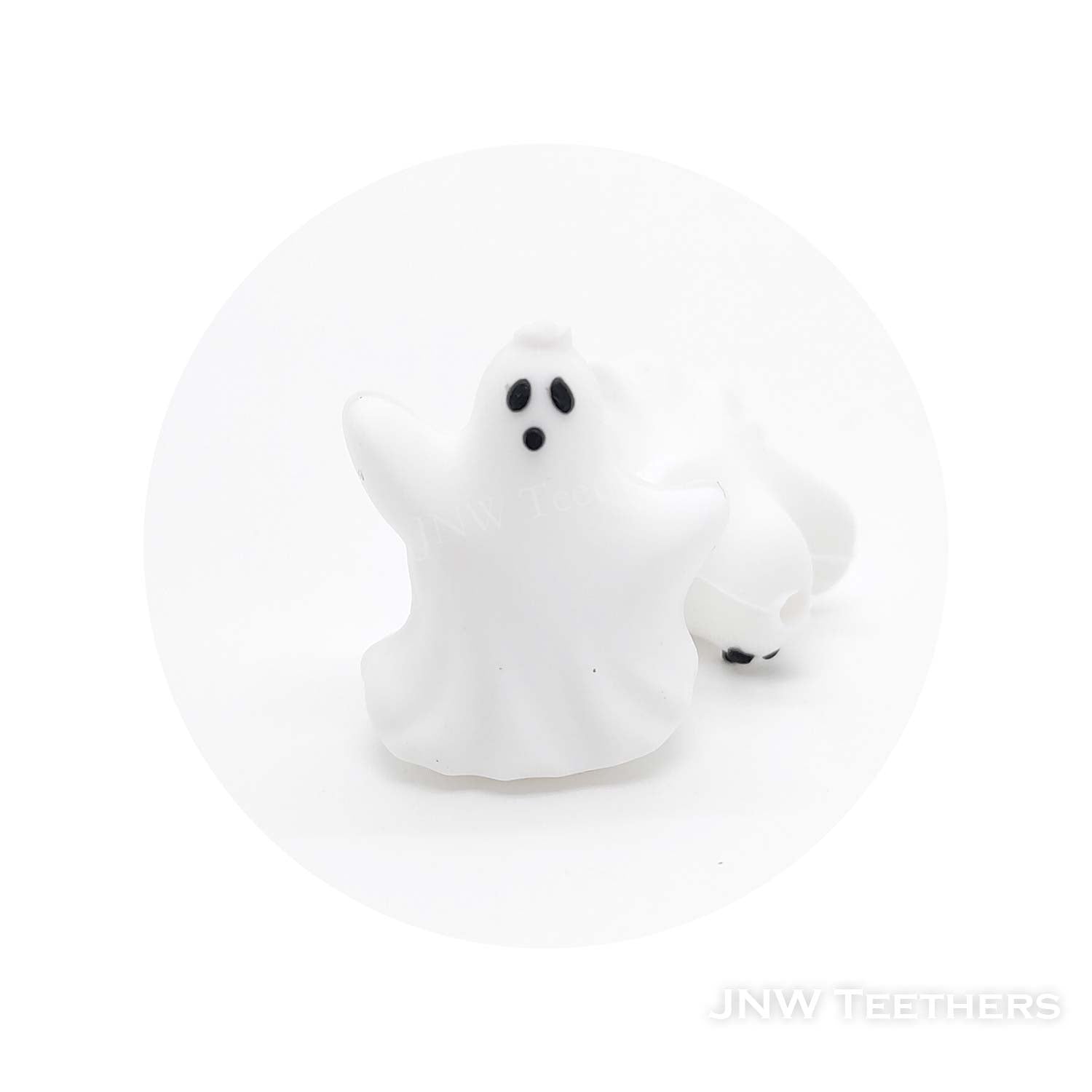 3D dancing ghost silicone focal beads white