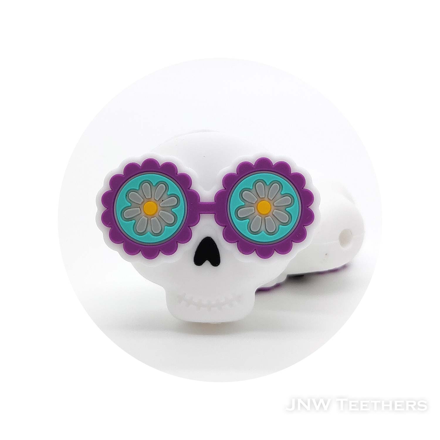 3D Flower Glasses Skull silicone focal beads