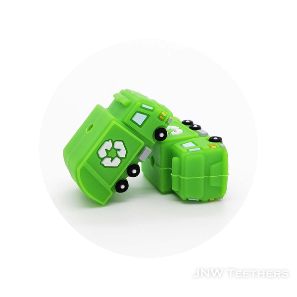 3D Garbage truck silicone focal beads