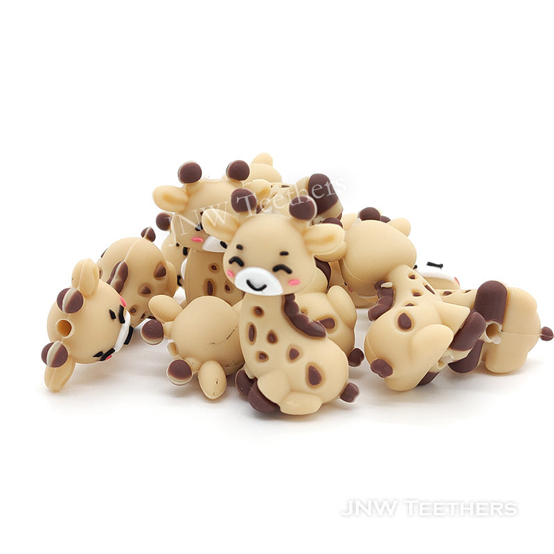 3D giraffe silicone focal beads oatmeal