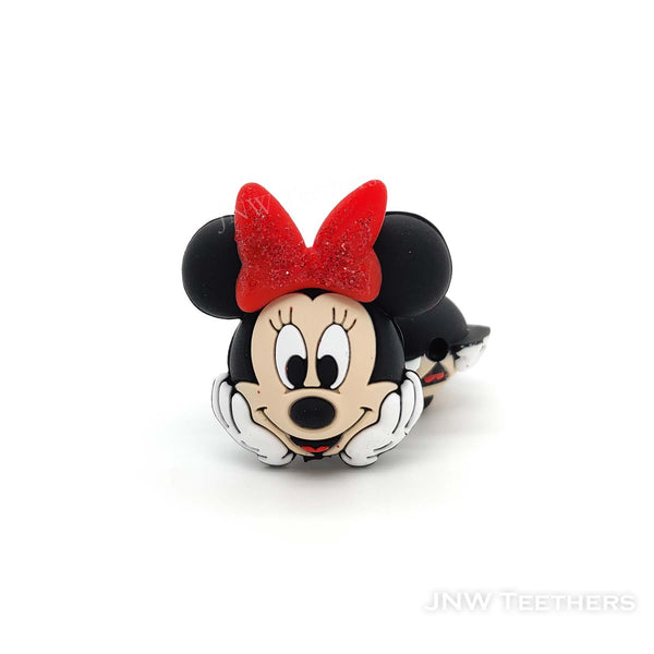 3D Minni mouse in glitter powder bowknot silicone focal beads