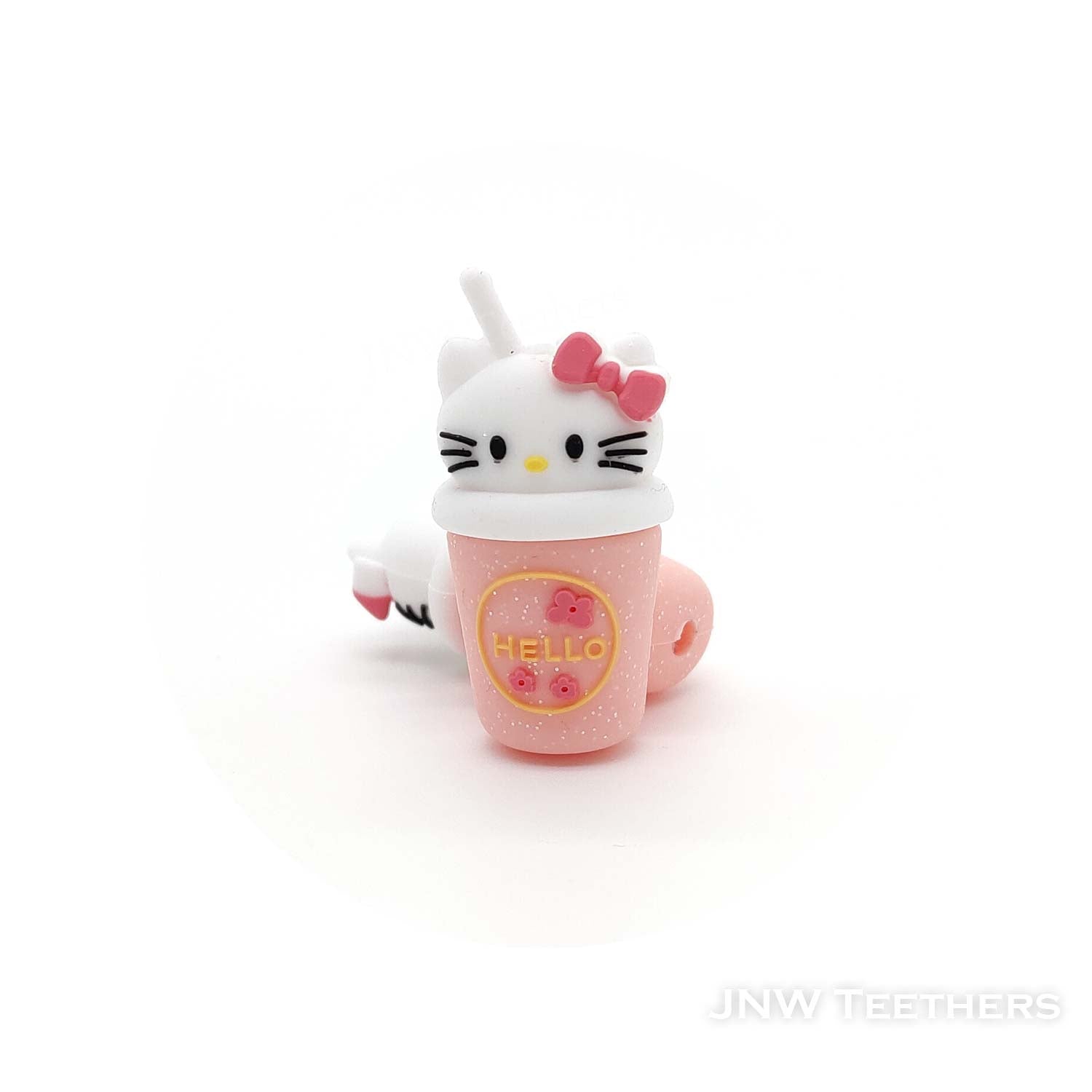 3D glitter powder pink coffee mug silicone focal beads