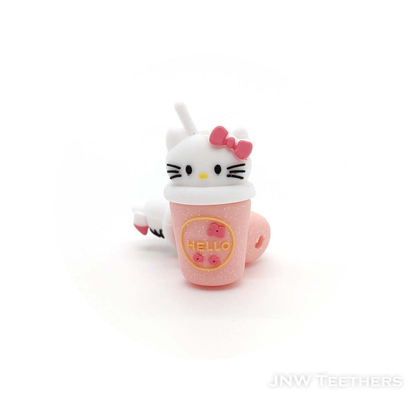 3D glitter powder pink coffee mug silicone focal beads