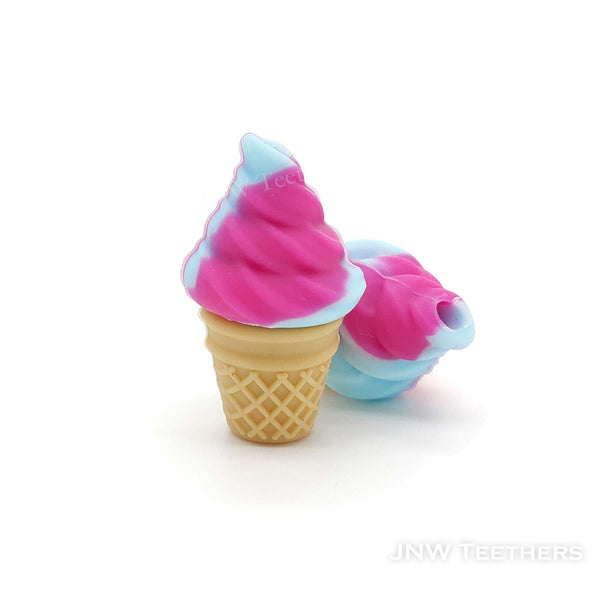 3D Marble ice cream silicone focal beads