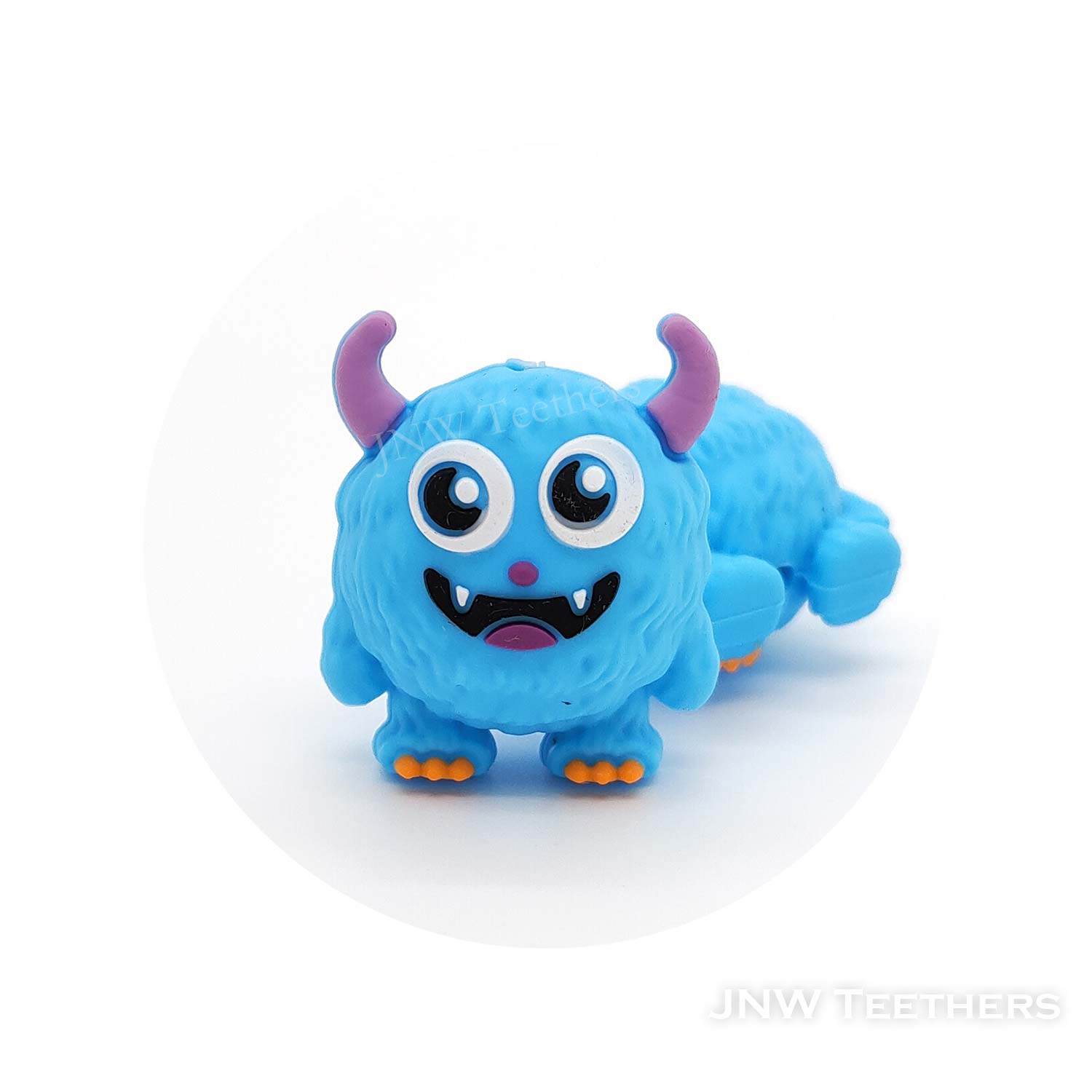 3D monster silicone focal beads blue