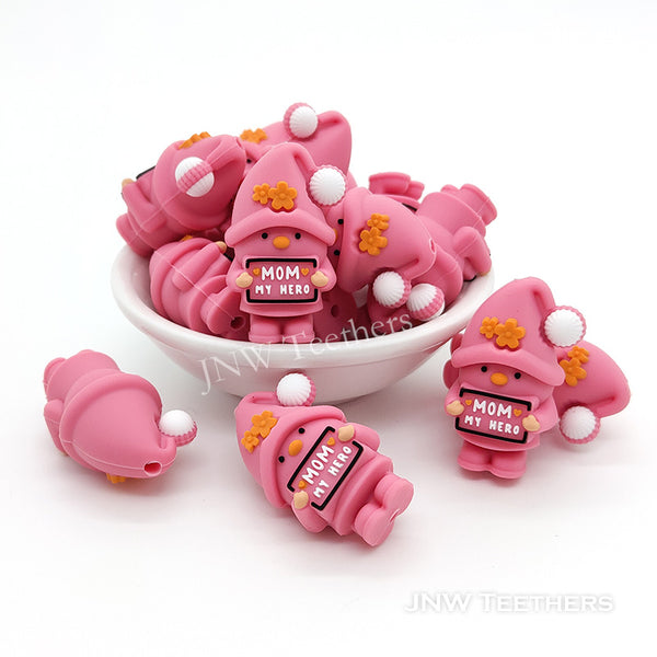 3D pink baby mom my hero silicone focal beads