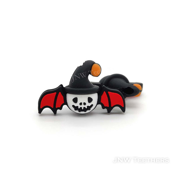 3D skull face bat silicone focal beads White