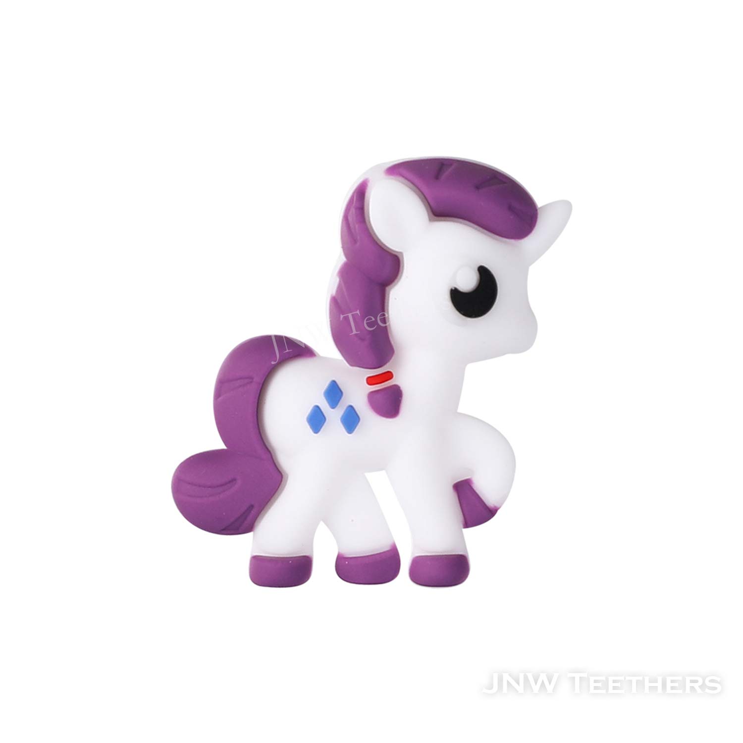 3D unicorn silicone focal beads white