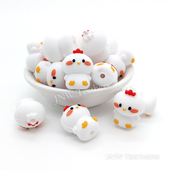 3D little chicken silicone focal beads