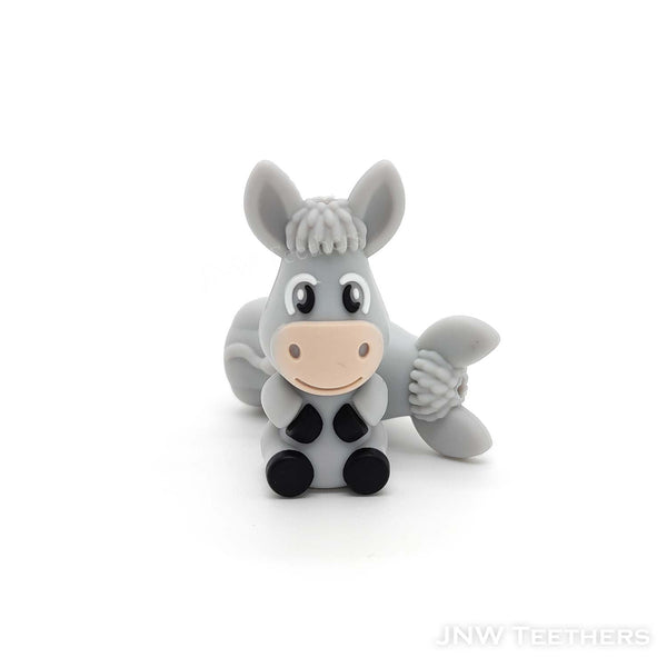 3D Grey Donkey silicone focal beads