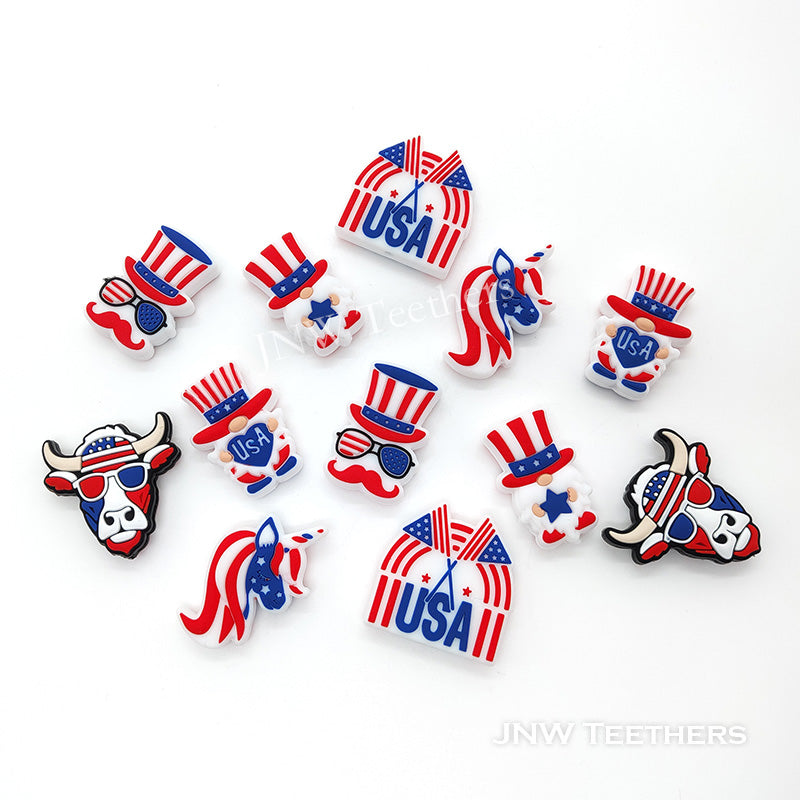 American Independence Day theme silicone focal beads