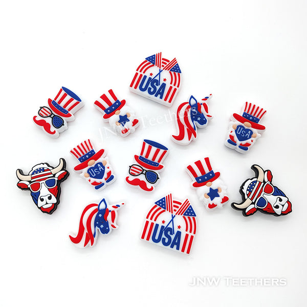 American Independence Day theme silicone focal beads
