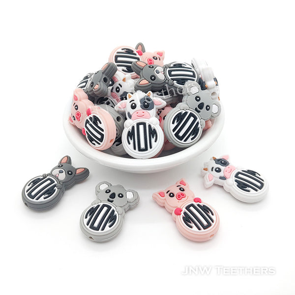 Animal Mom silicone focal beads