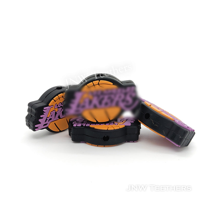 American basketball lakes silicone focal beads