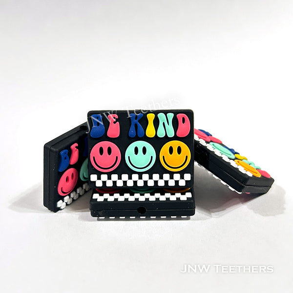 Be kind smiley face silicone focal beads