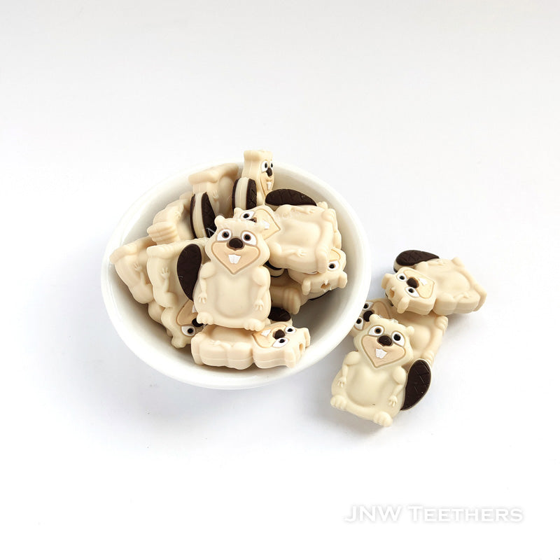 Beaver silicone focal beads oatmeal