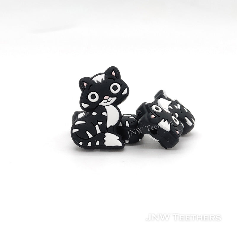 black cat focal silicone beads