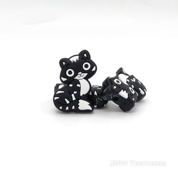 black cat focal silicone beads