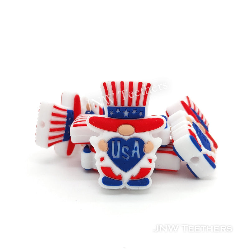 Blue heart gnome silicone focal beads