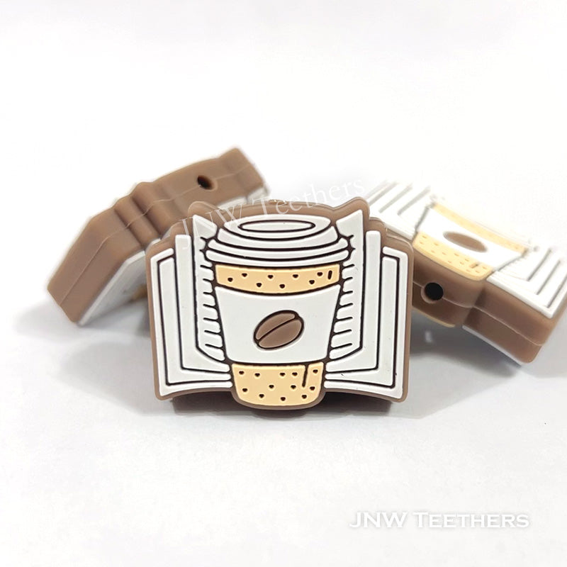 book and coffee silicone focal beads