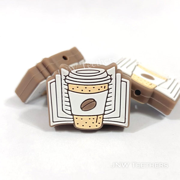 book and coffee silicone focal beads