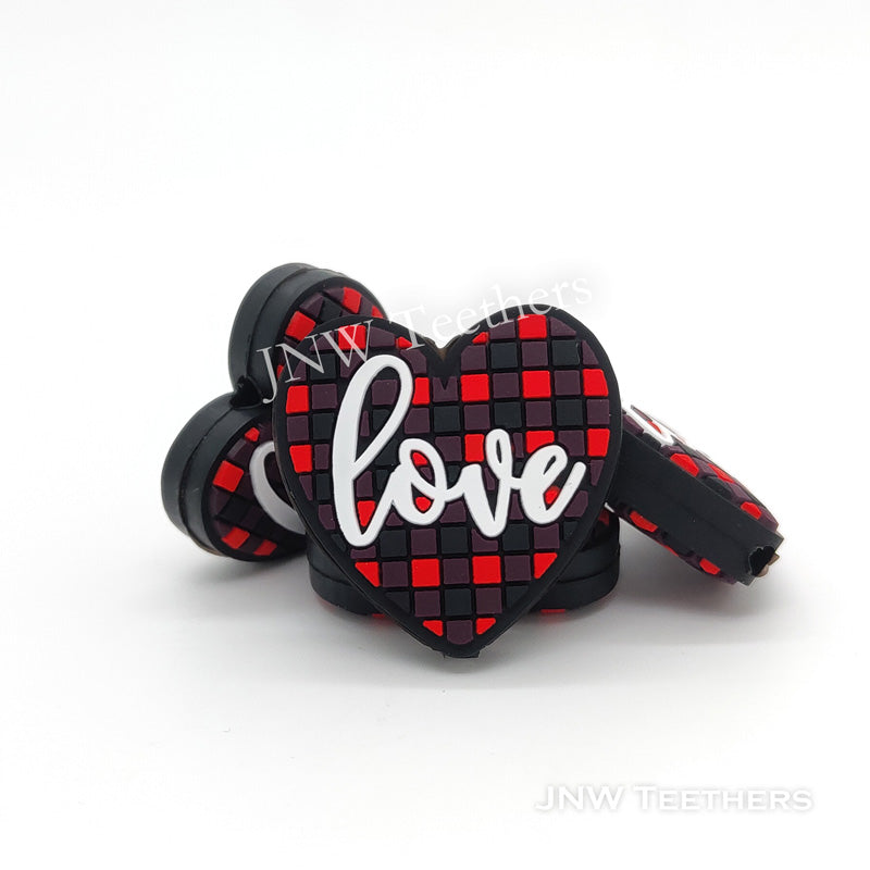 Buffalo heart shape Love silicone focal beads