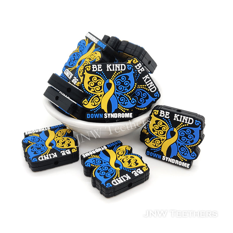 Butterfly Be kind Down Syndrome silicone focal beads