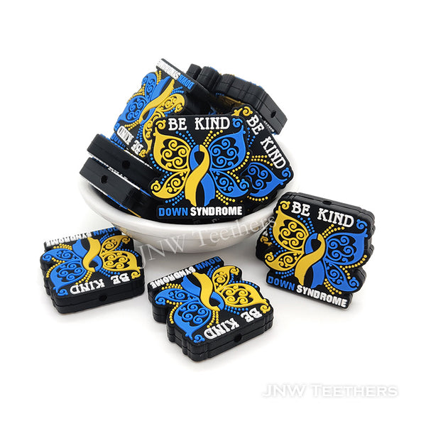 Butterfly Be kind Down Syndrome silicone focal beads