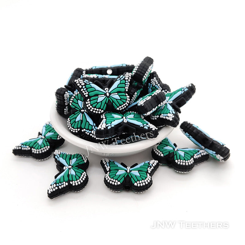 Green  Butterfly Silicone Focal Beads