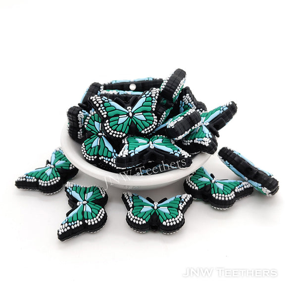 Green  Butterfly Silicone Focal Beads