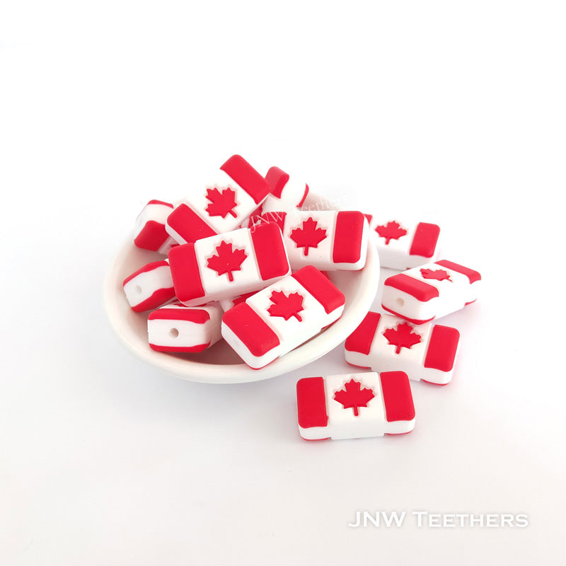 Canada flag silicone focal beads