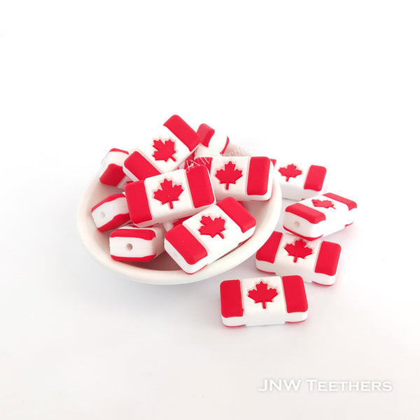 Canada flag silicone focal beads