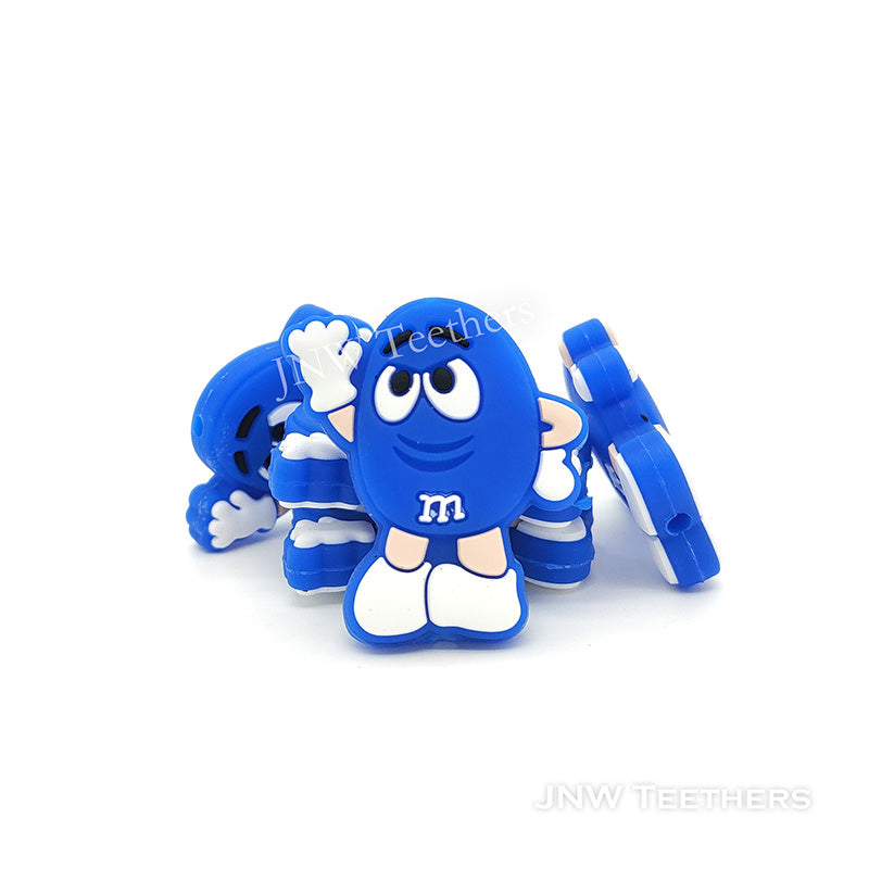 Sapphire  Mr. Bean Candy with Smiling Face Silicone Focal Beads