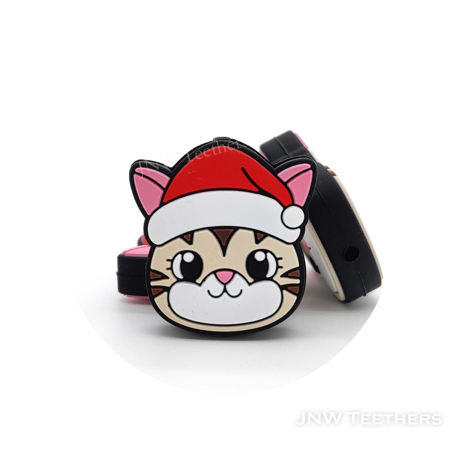Cat in Santa hat silicone focal beads