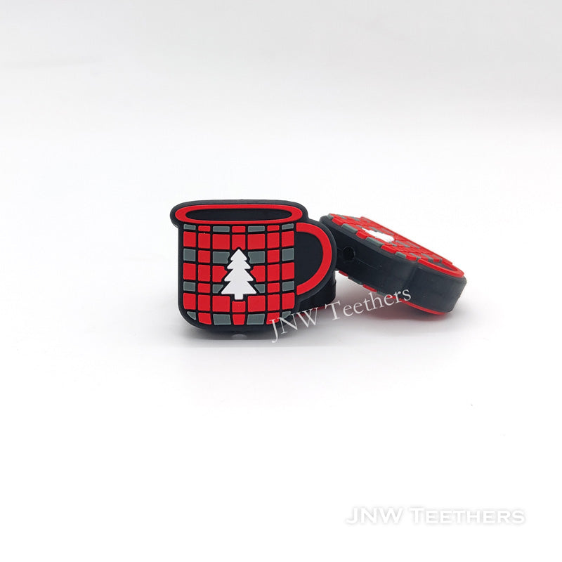Red Christmas Mug Silicone Focal Beads