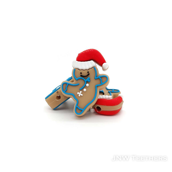 Christmas gingerbread man silicone focal beads