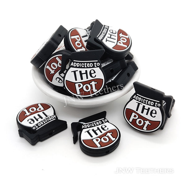 Coffee addicted to the pot silicone focal beads