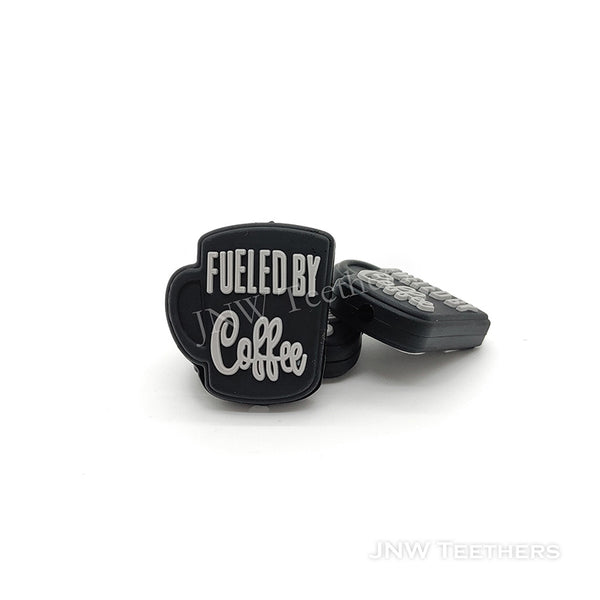 Fueled by coffee silicone focal beads gray