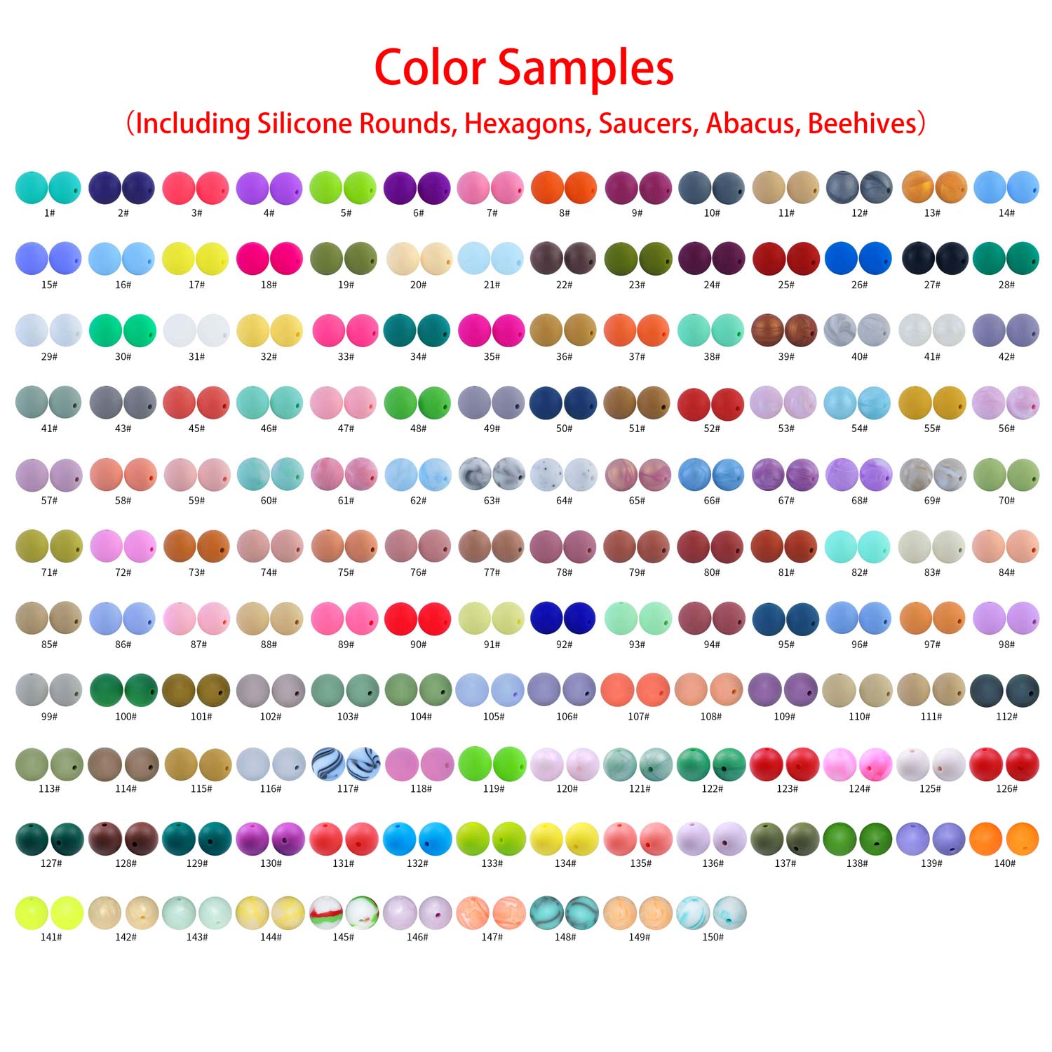 JNWTeethers silicone beads color samples