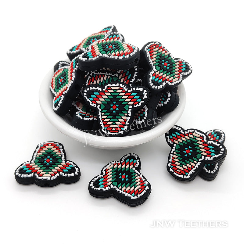 Colorful contexture cow head silicone focal beads