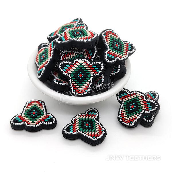 Colorful contexture cow head silicone focal beads
