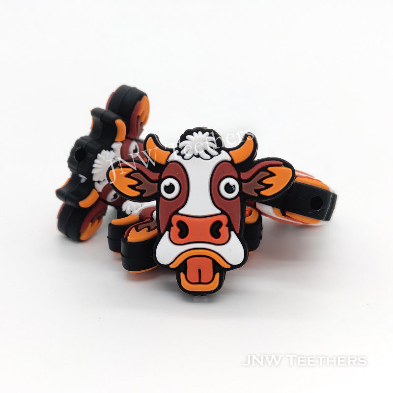 Confuse Face Cow Silicone Focal Beads