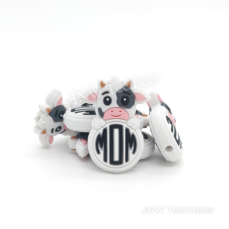 Cow Mom silicone focal beads