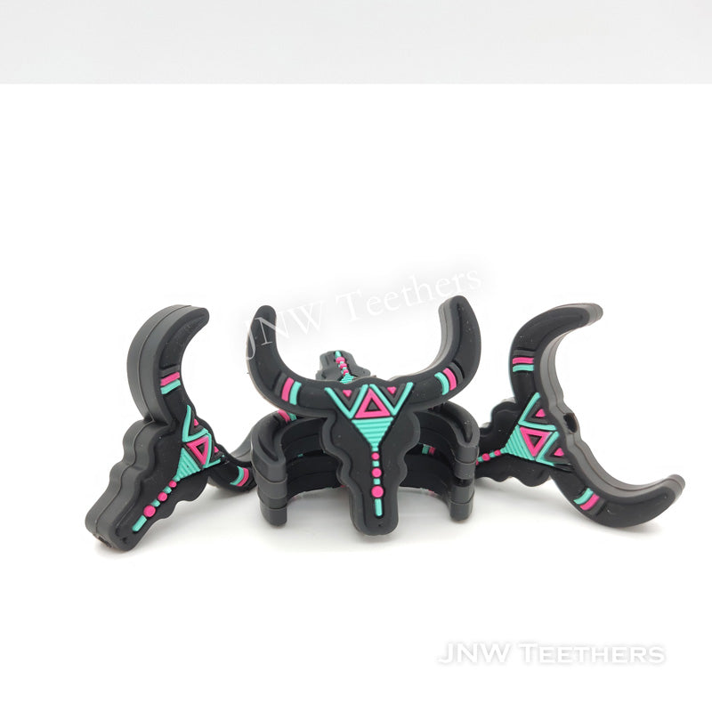 Black Cow Head Silicone Focal Beads